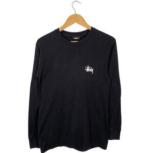 Stussy Classic Logo Long-Sleeve 100% Cotton Jersey T-shirt Black men's size S